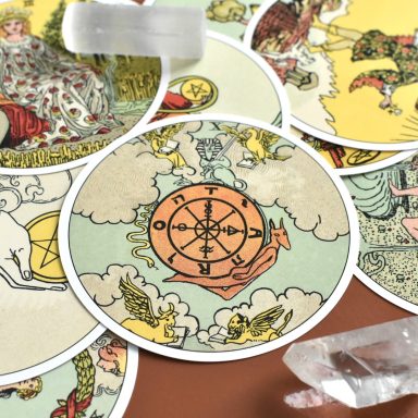 Wheel of Fortune Round Tarot Deck Card